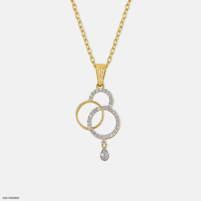 Delicate Round Diamond Pendant 14K Yellow Gold