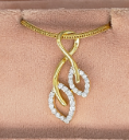 Leaf Shaped Diamond Pendants 9K Yellow Gold