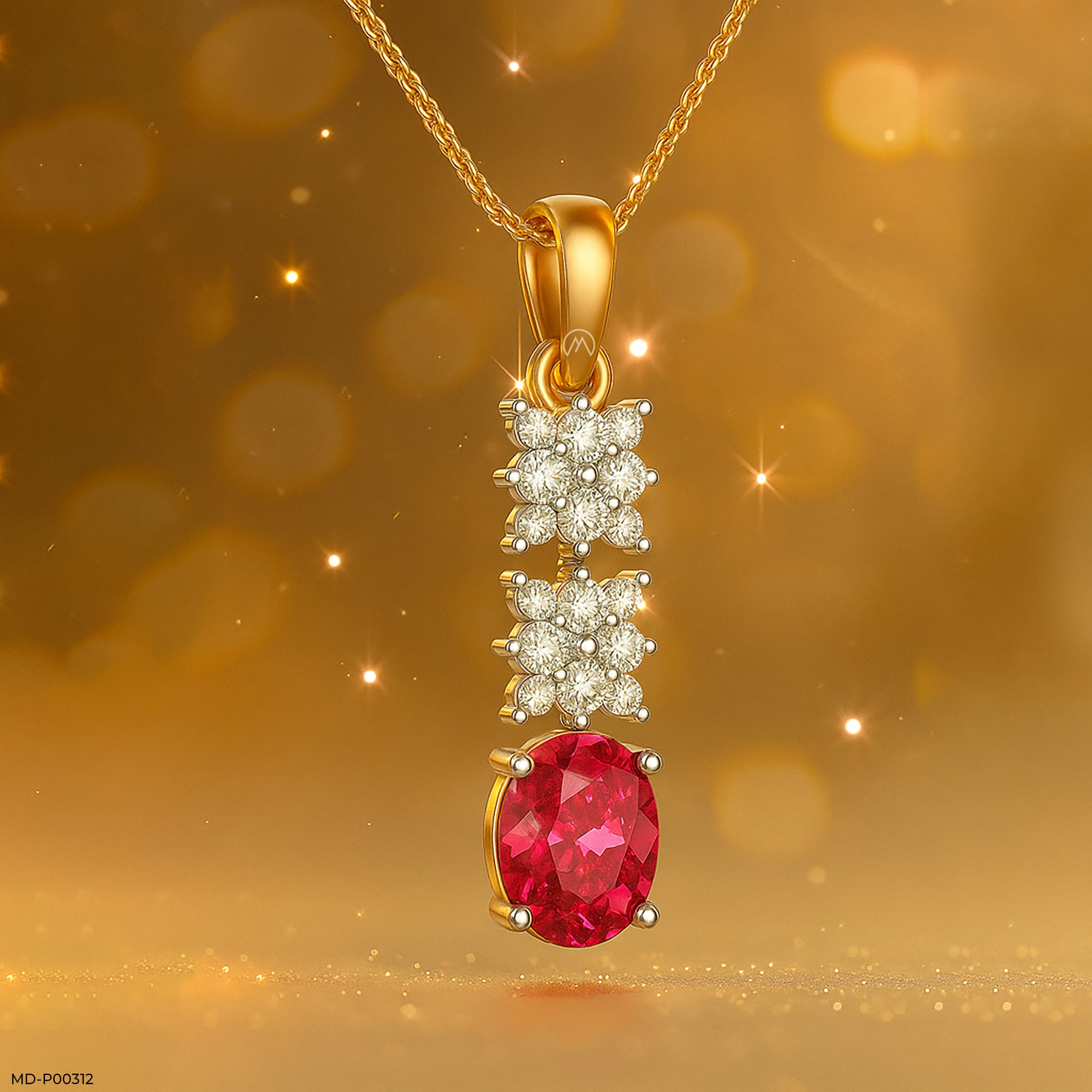 Starlit Rose Pendant 9K White Gold