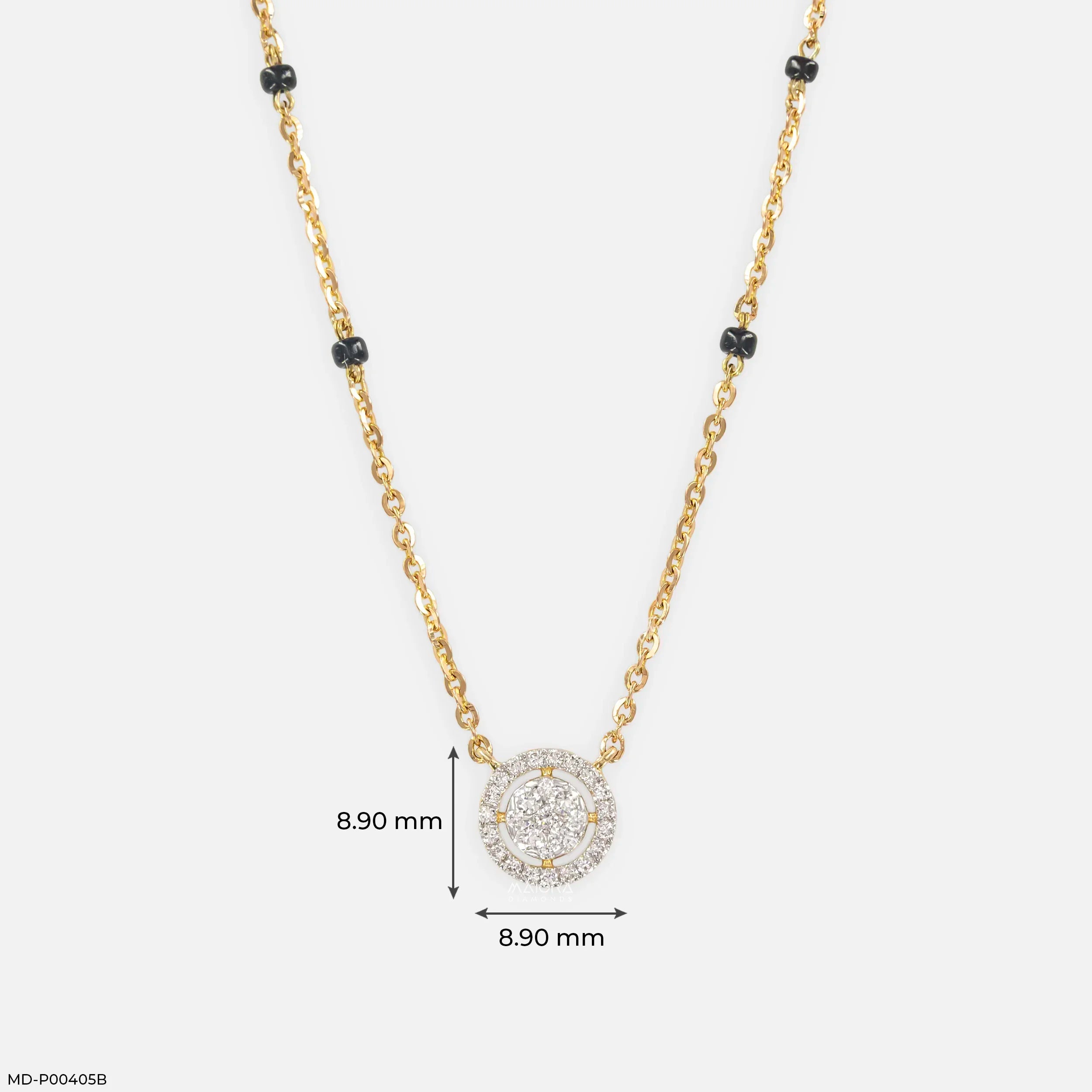 Veda Halo Diamond Mangalsutra 9K Yellow Gold