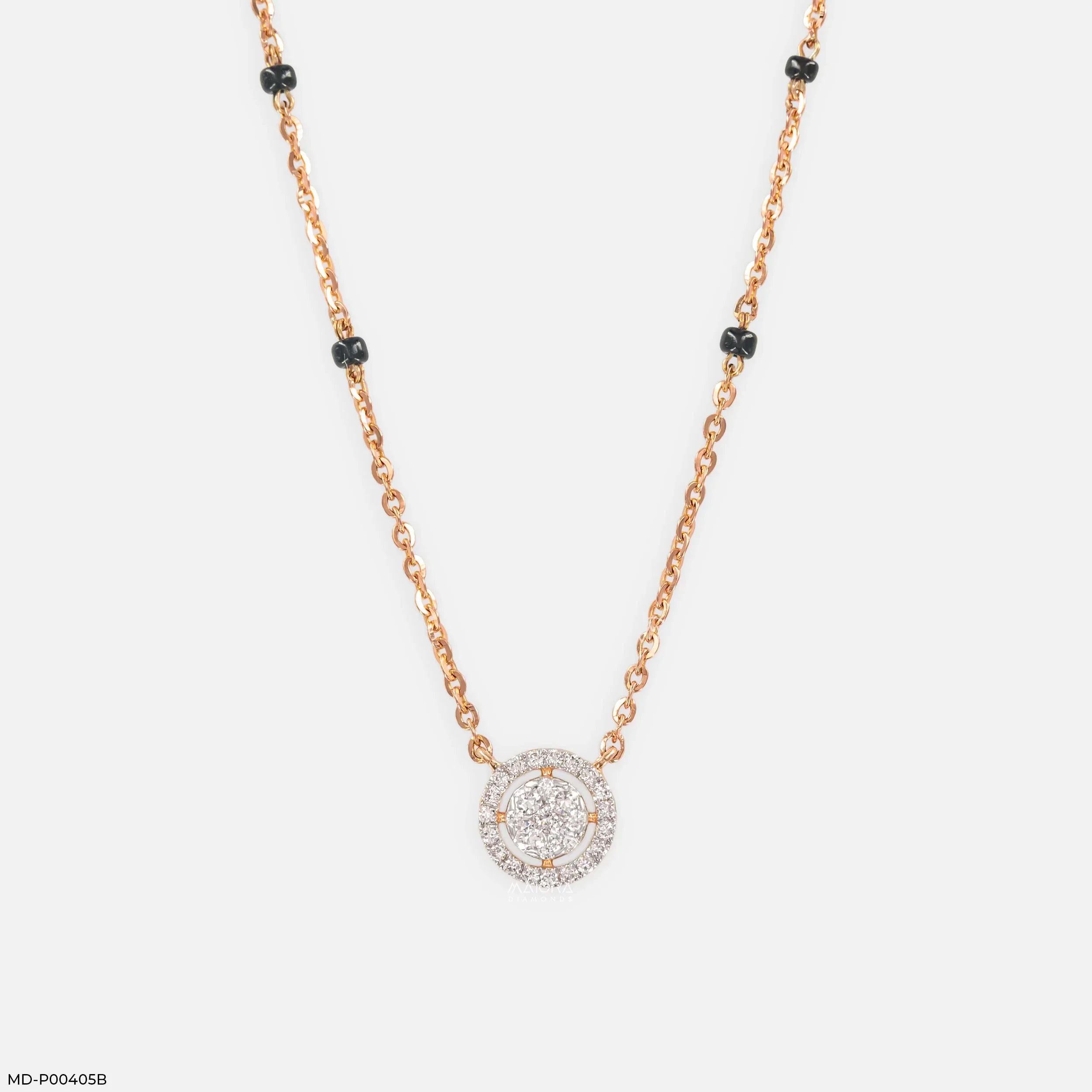 Veda Halo Diamond Mangalsutra 9K Yellow Gold