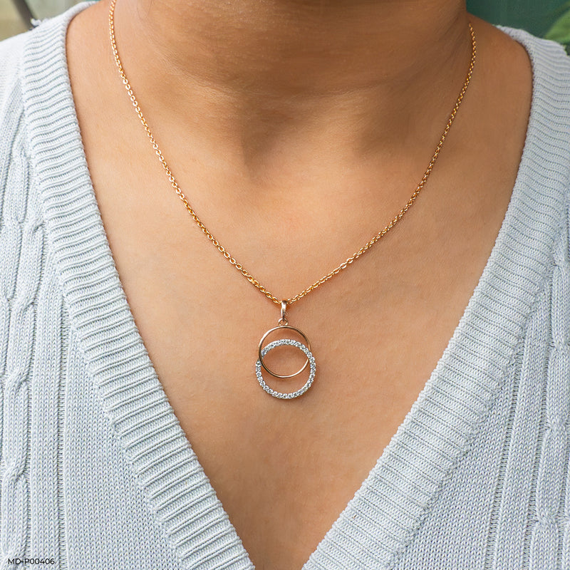 Circle Shaped Diamond Pendant 14K Rose Gold