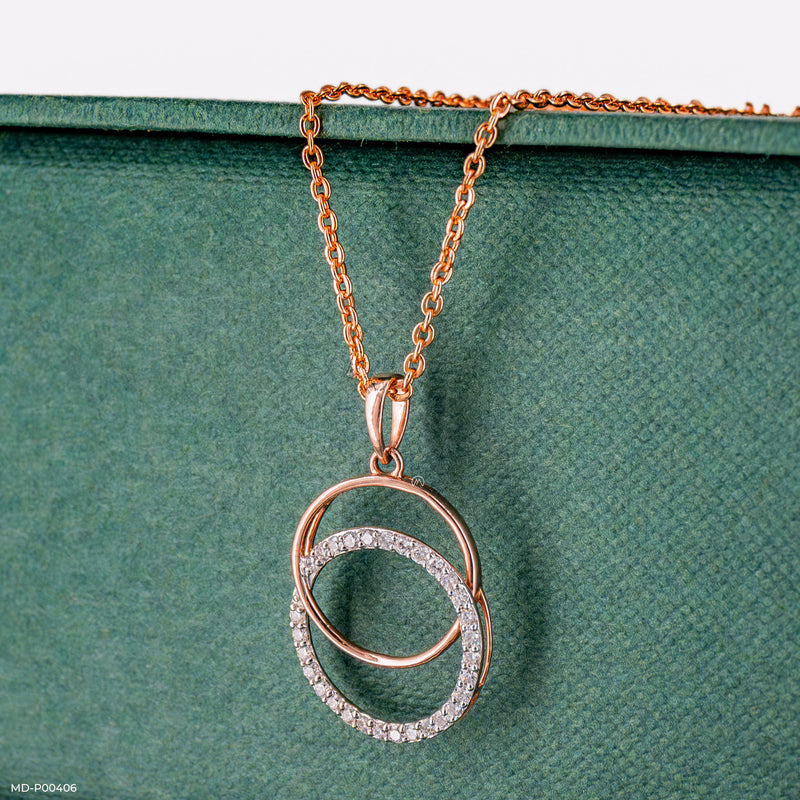 Circle Shaped Diamond Pendant 14K Rose Gold