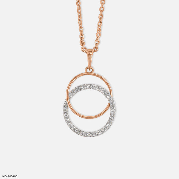 Circle Shaped Diamond Pendant 14K Rose Gold