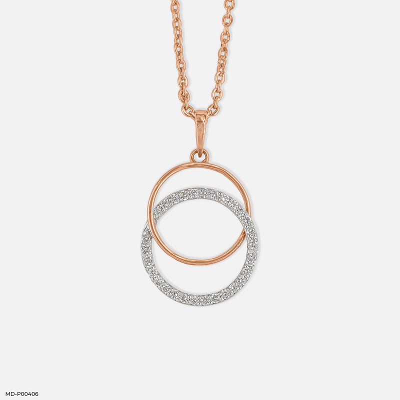 Circle Shaped Diamond Pendant 14K Rose Gold