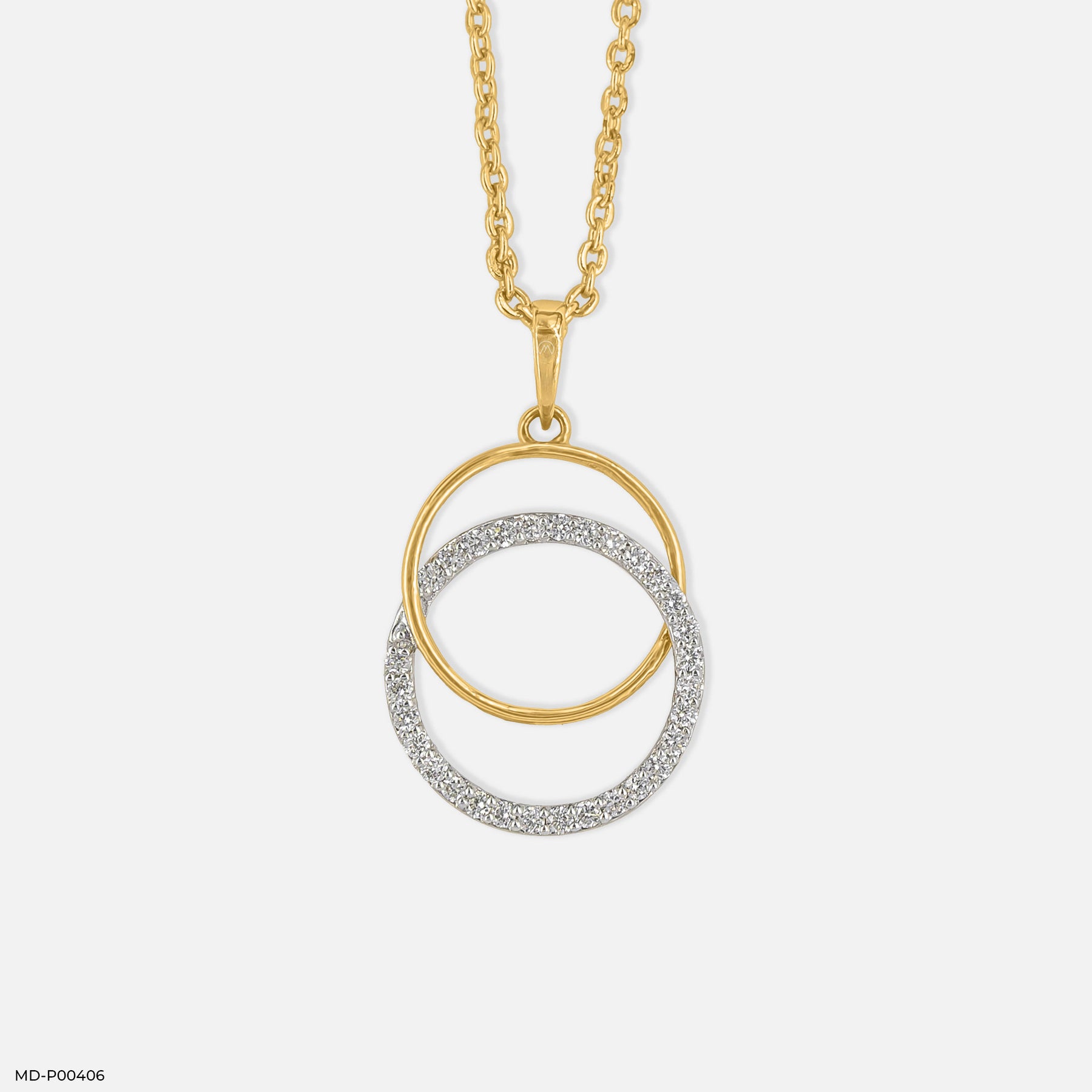 Circle Shaped Diamond Pendant 14K Yellow Gold