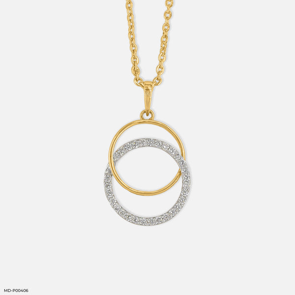 Circle Shaped Diamond Pendant 18K Yellow Gold