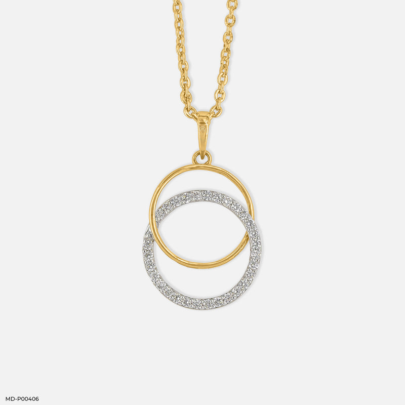 Circle Shaped Diamond Pendant 14K Rose Gold