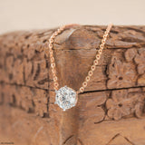 1 Carat Round Solitare Lab Diamond Pendants 14K Rose Gold