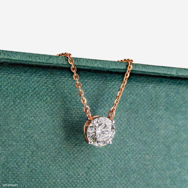 Solitaire Diamond Pendant 18K Rose Gold