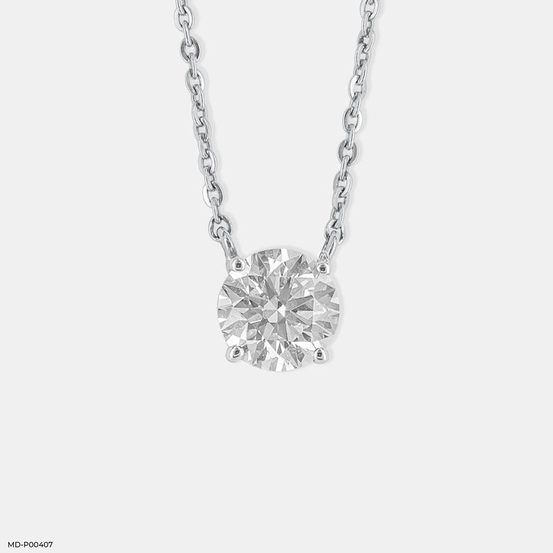 Solitaire Diamond Pendant 18K White Gold