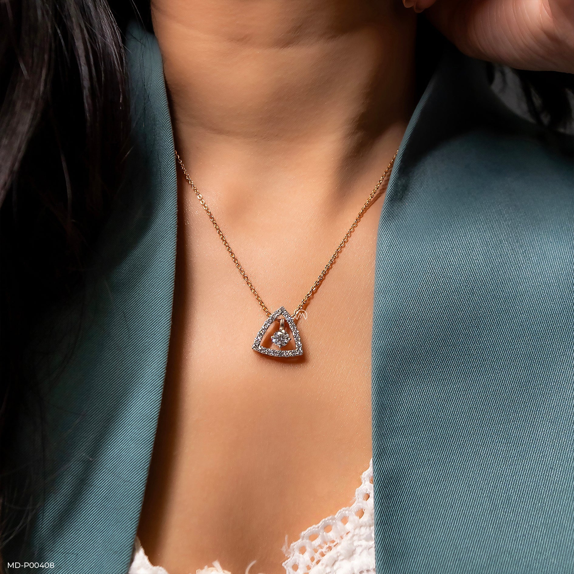 0.50 Carat Round Solitaire 3 In 1 Detachable Pendant 14K Rose Gold