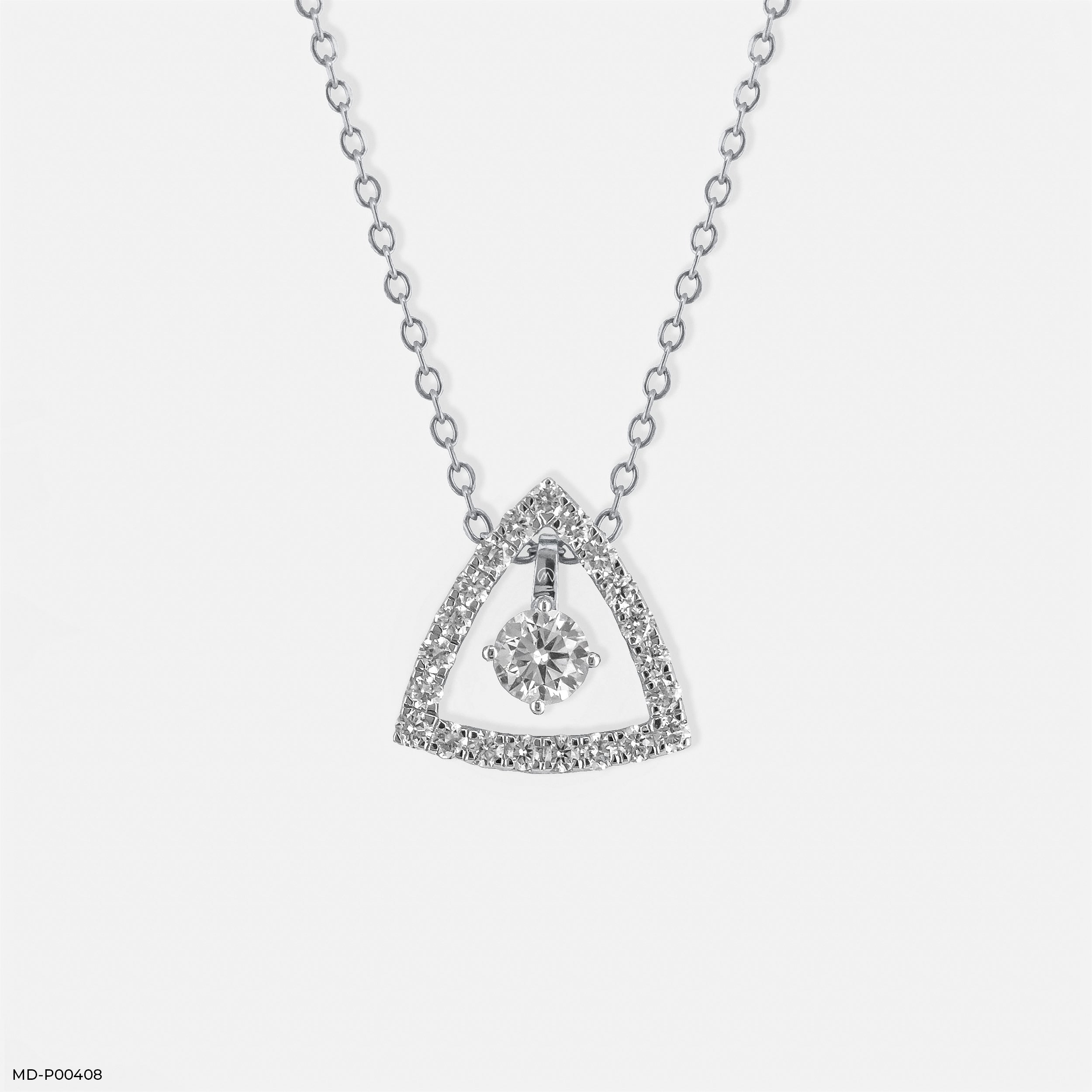 0.50 Carat Round Solitaire 3 In 1 Detachable Pendant 14K White Gold