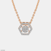 Hexagon Shaped Diamond Pendant 9K Rose Gold