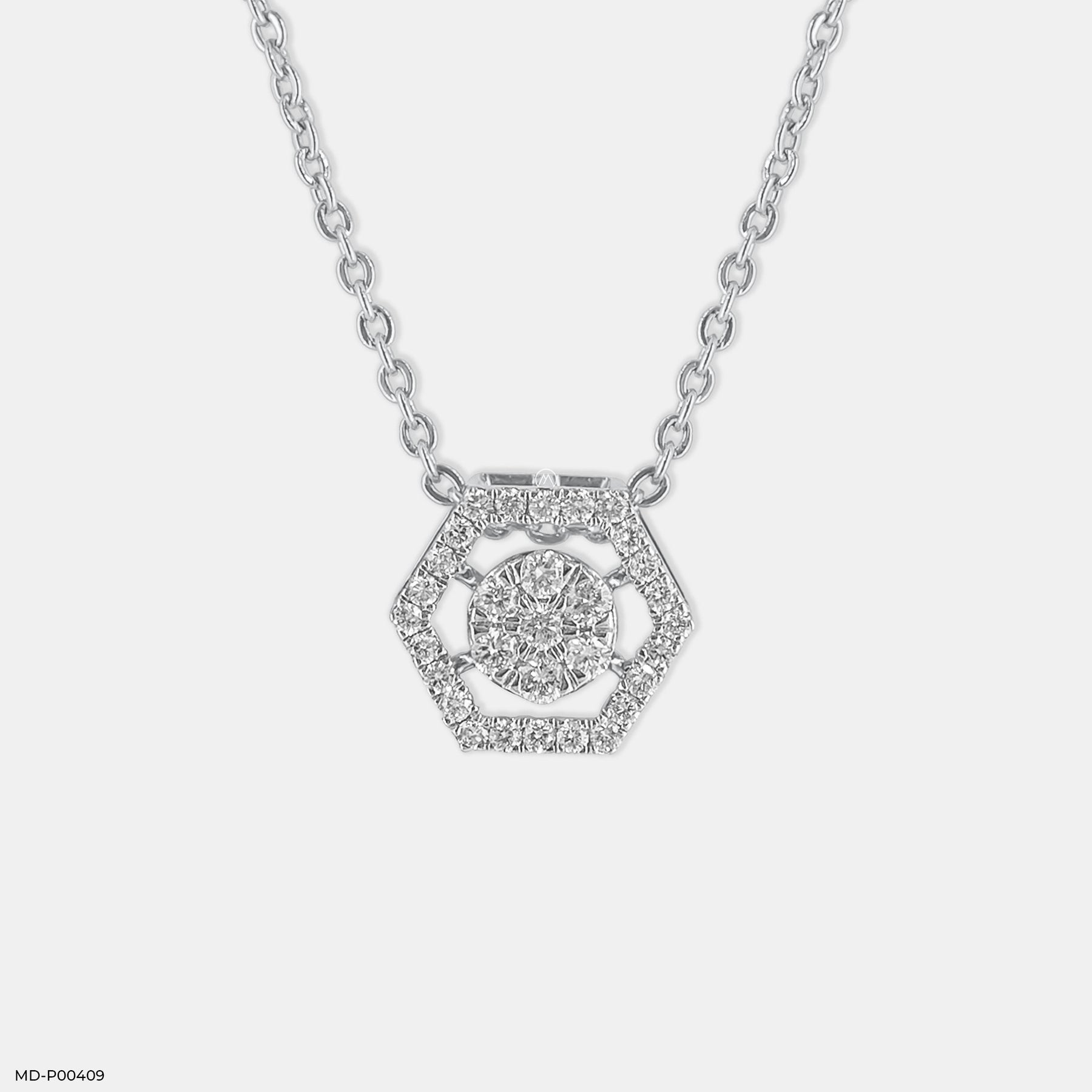 Hexagon Shaped Diamond Pendant 14K Rose Gold