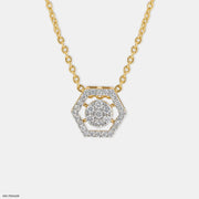 Hexagon Shaped Diamond Pendant 9K Yellow Gold