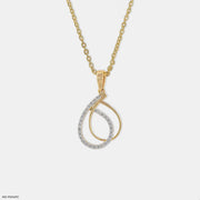 0.30 Carat Modern Teardrop Interlock Lab Diamond Pendant 14K Yellow Gold
