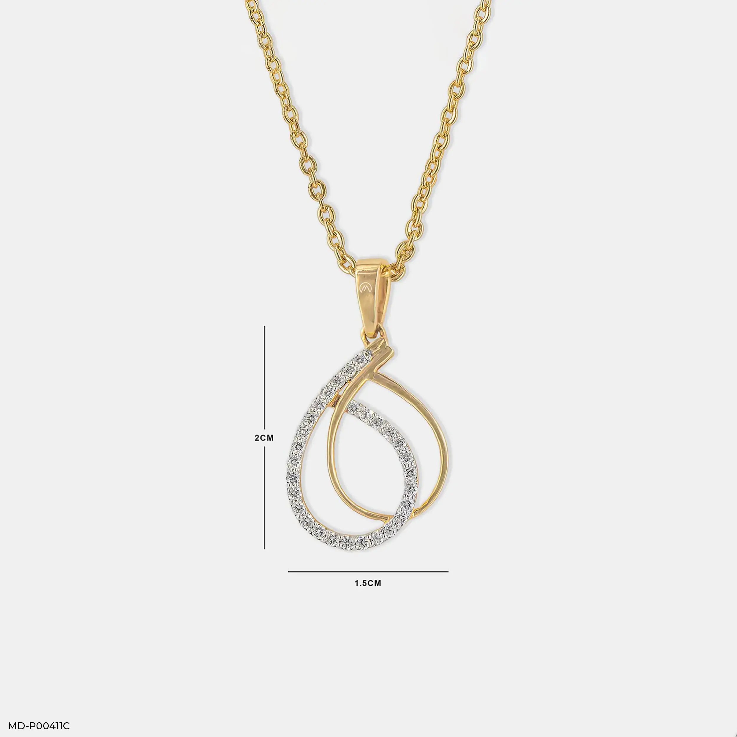 0.30 Carat Modern Teardrop Interlock Lab Diamond Pendant 14K Yellow Gold