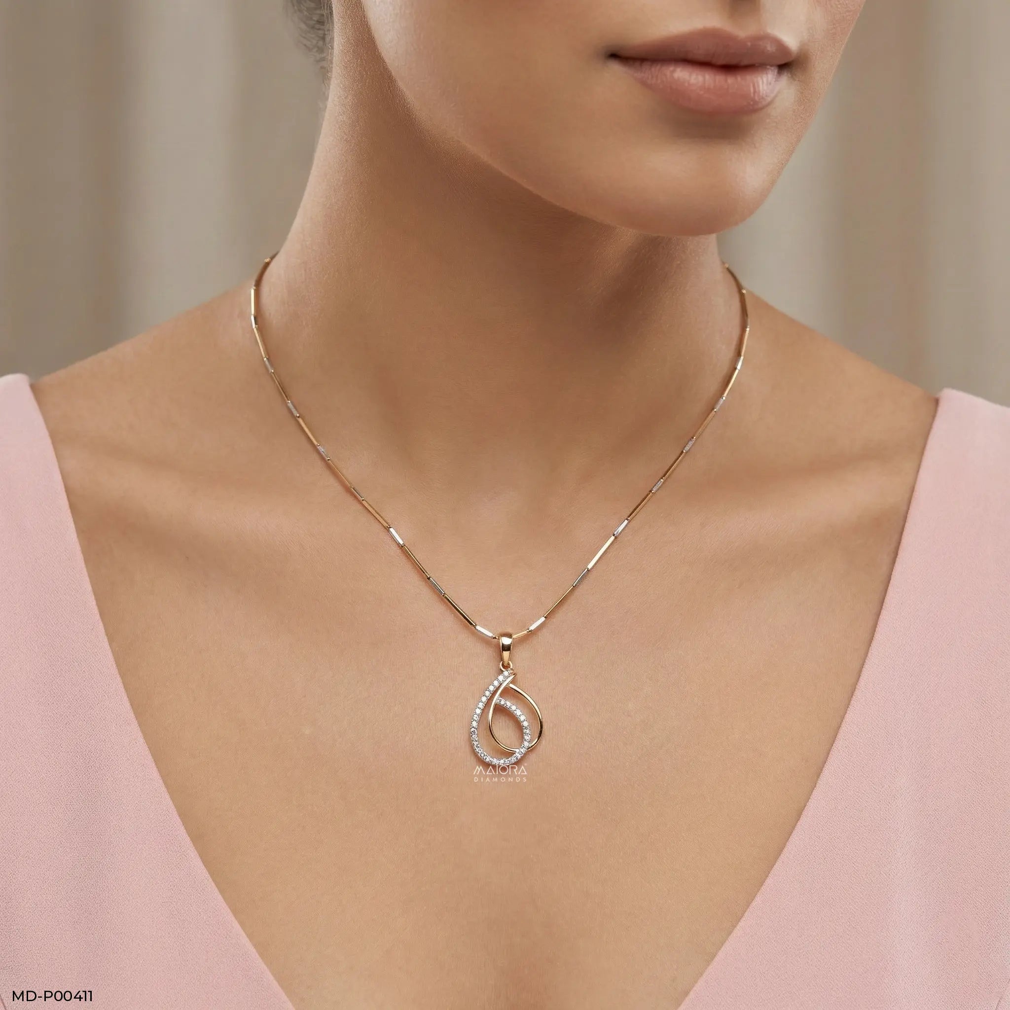 0.30 Carat Modern Teardrop Interlock Lab Diamond Pendant