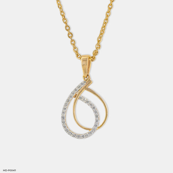 Modern Teardrop Interlock Lab Diamond Pendant 14K Yellow Gold