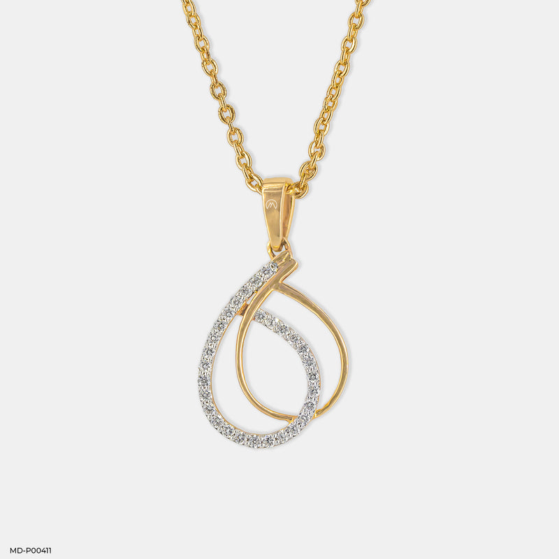 Modern Teardrop Interlock Lab Diamond Pendant 14K Yellow Gold