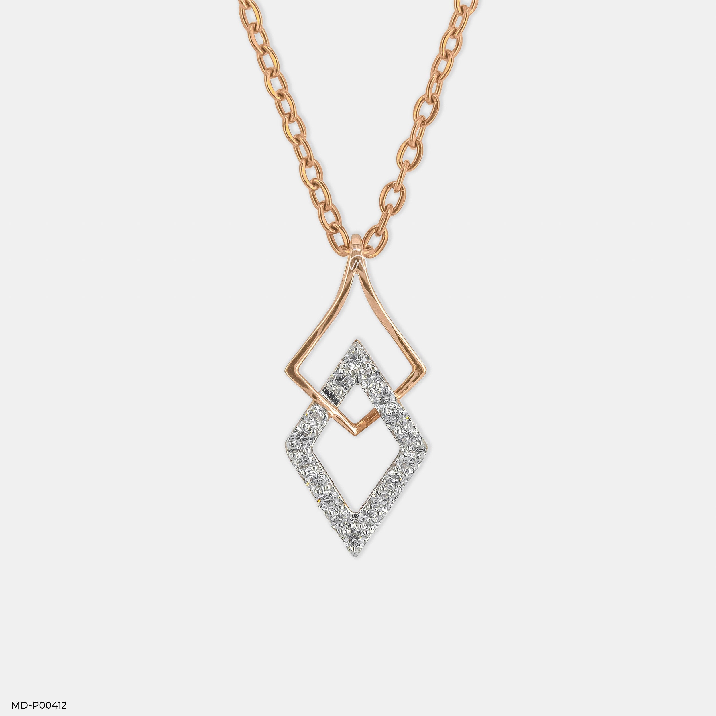 Square of Elegance Diamond Pendant 9K Rose Gold