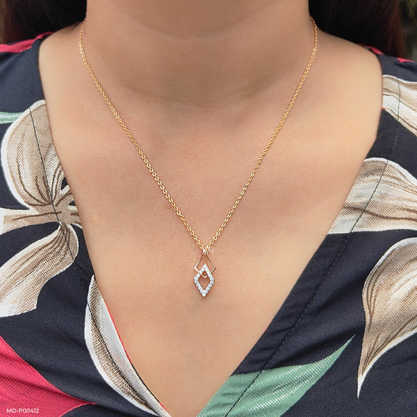 Square of Elegance Diamond Pendant 14K Rose Gold