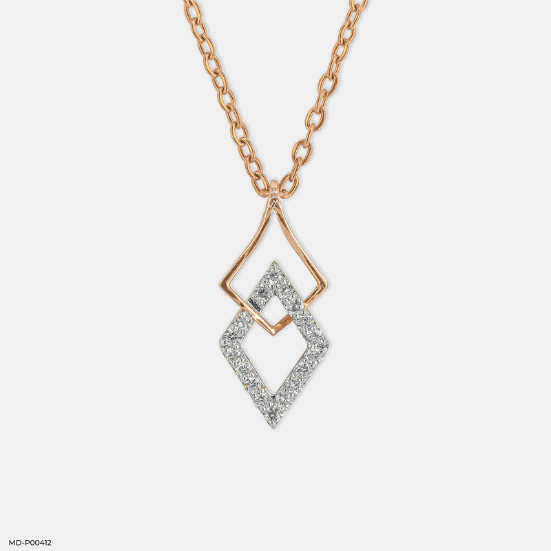 Square of Elegance Diamond Pendant 14K Rose Gold