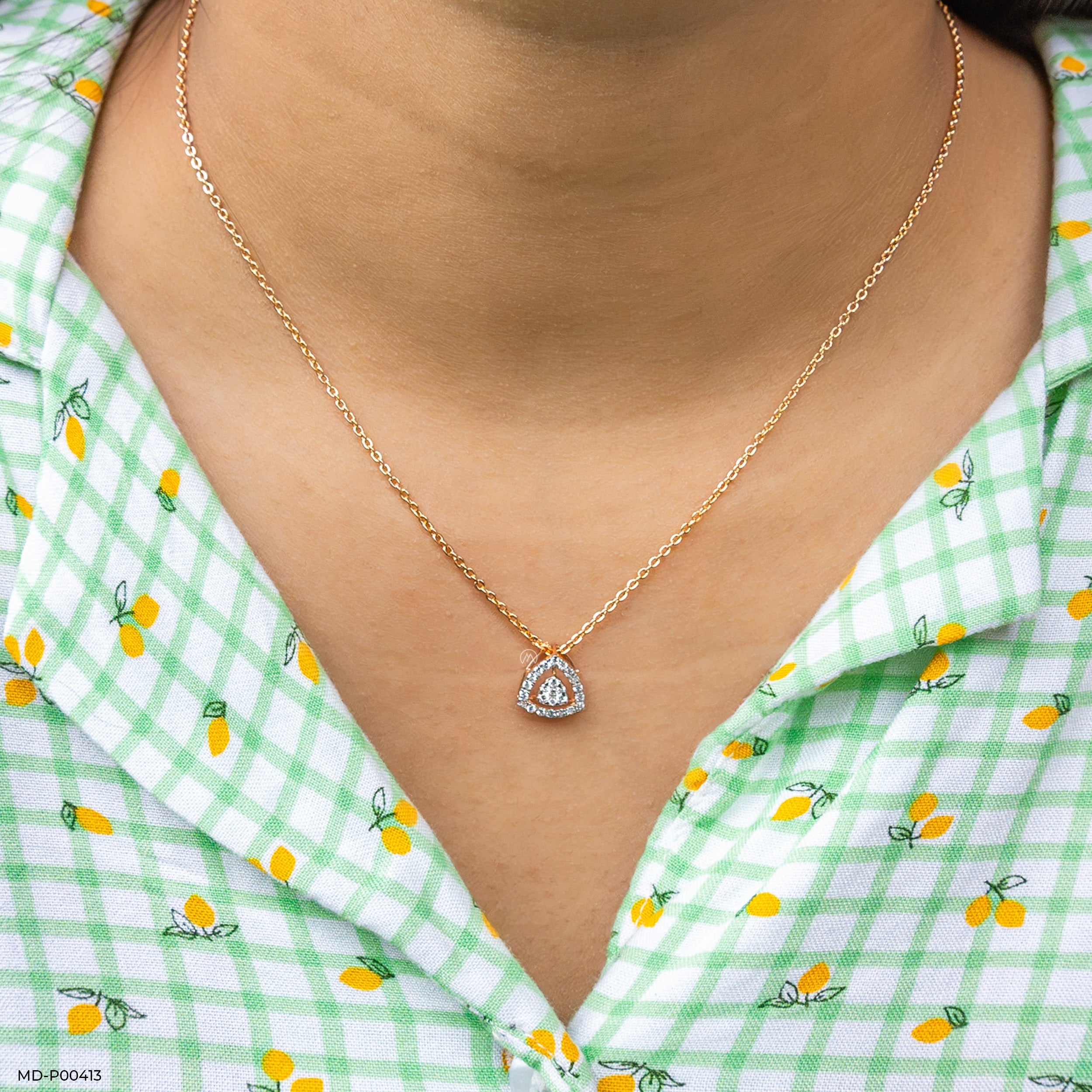 Trilogy Diamond Pendant 9K Rose Gold