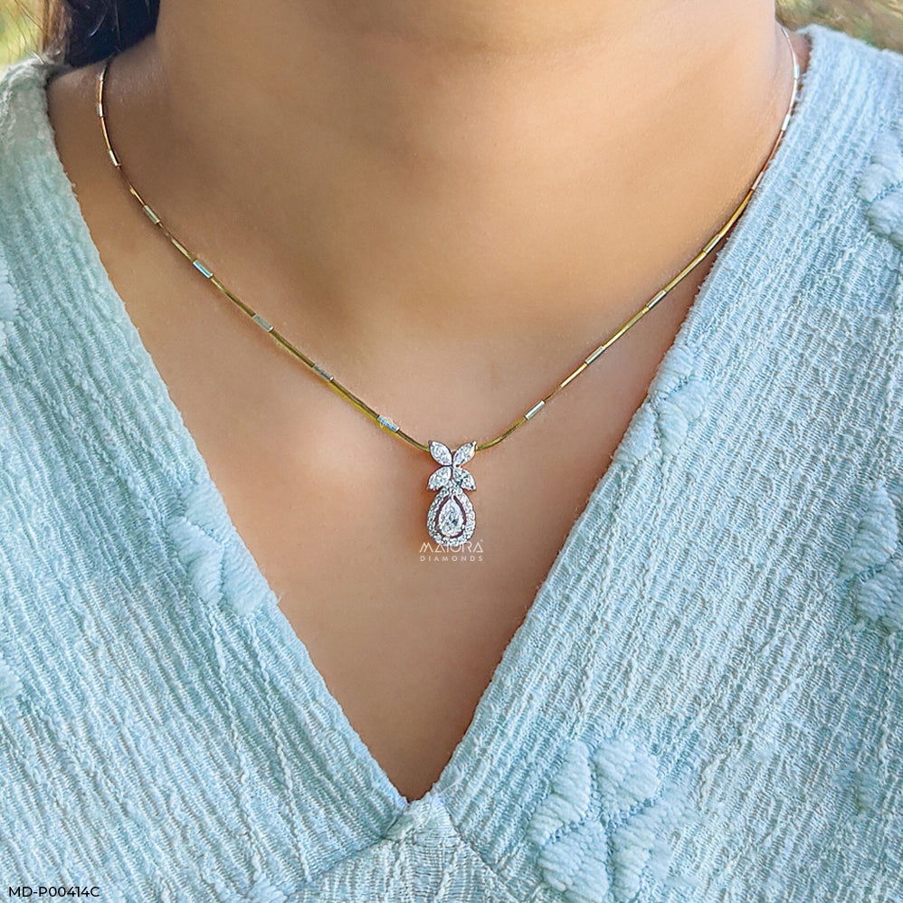 0.95 Carat Majestic Marquise Lab Diamond Pendant 14K Yellow Gold