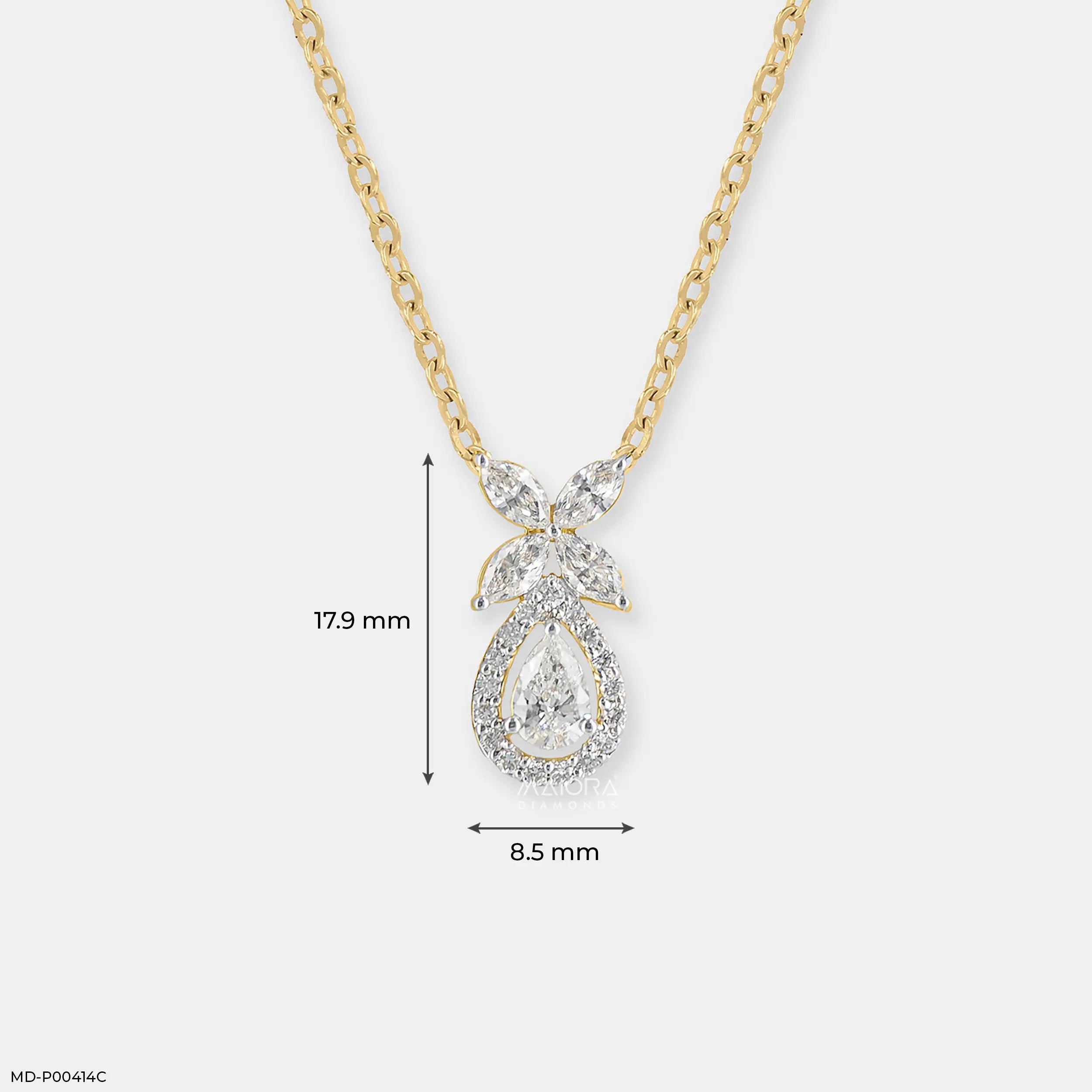 0.95 Carat Majestic Marquise Lab Diamond Pendant 14K Yellow Gold
