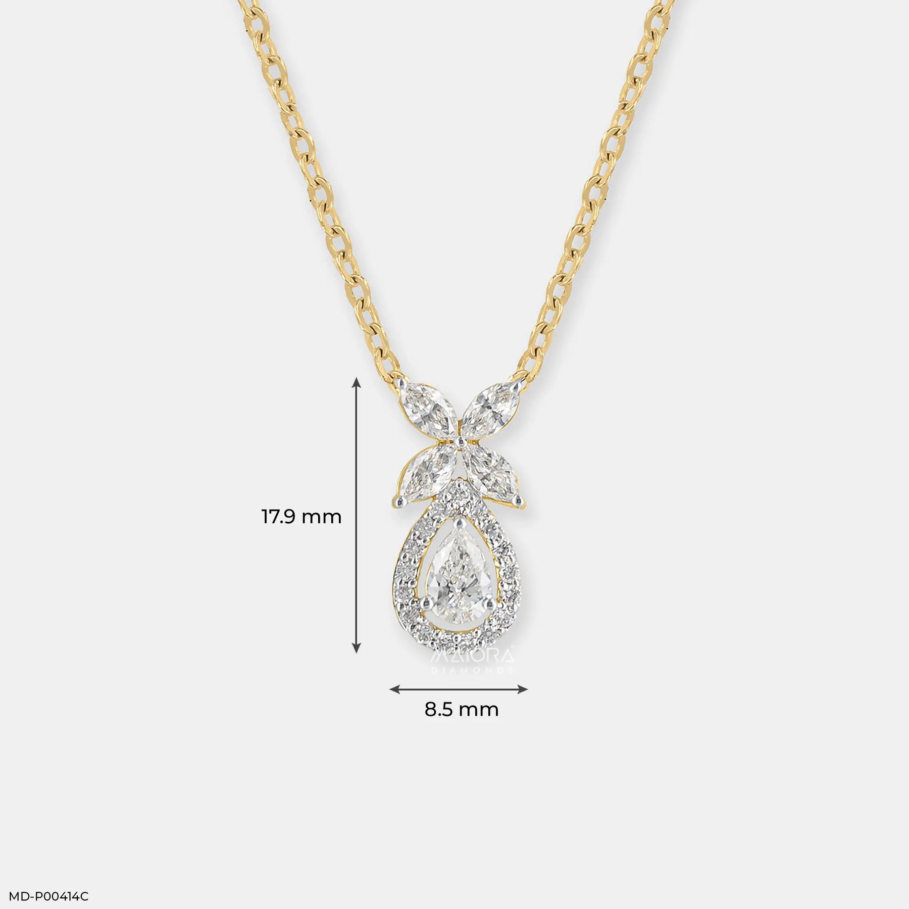 0.95 Carat Majestic Marquise Lab Diamond Pendant 14K Yellow Gold