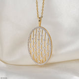 Oval Diamond Lattice Lab Diamond Pendant 14K Yellow Gold