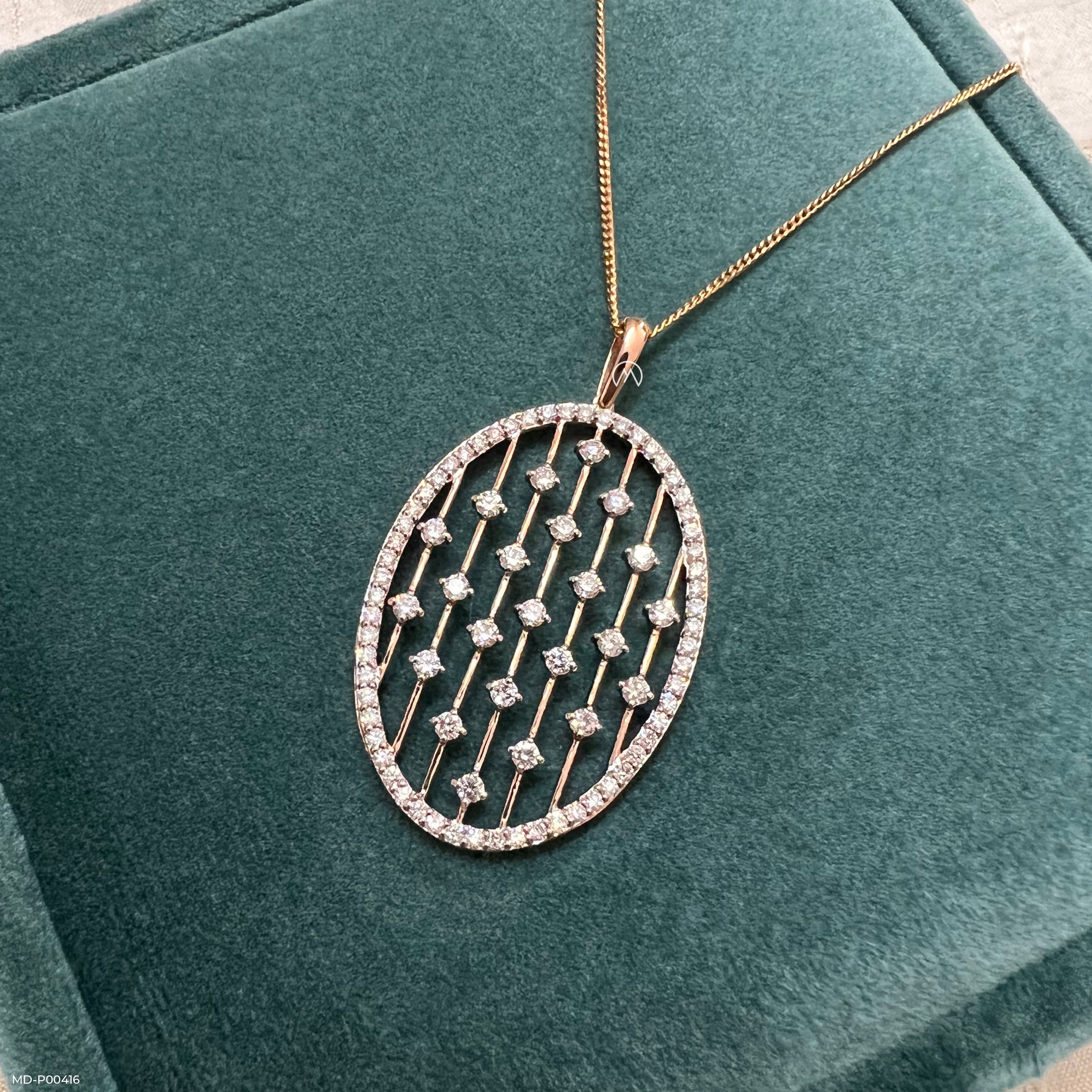Subtle Contour Diamond Pendant 9K Yellow Gold