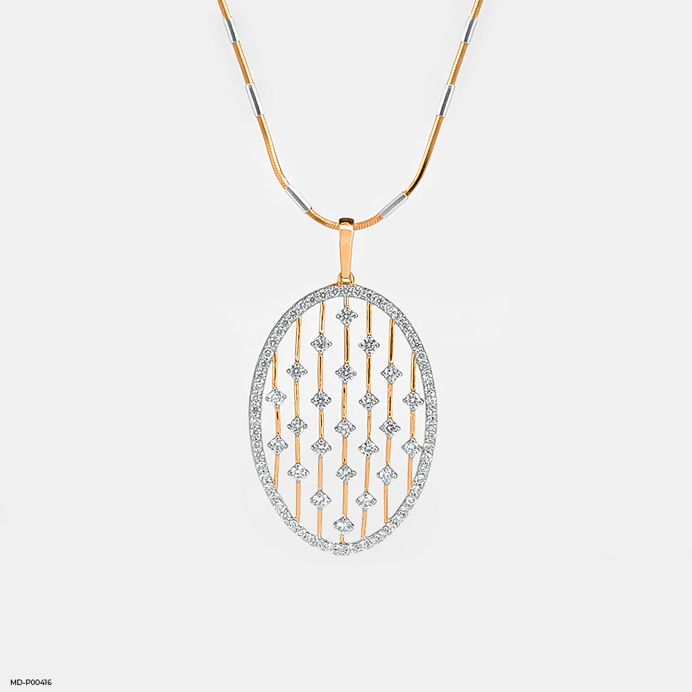 Subtle Contour Diamond Pendant 9K Rose Gold