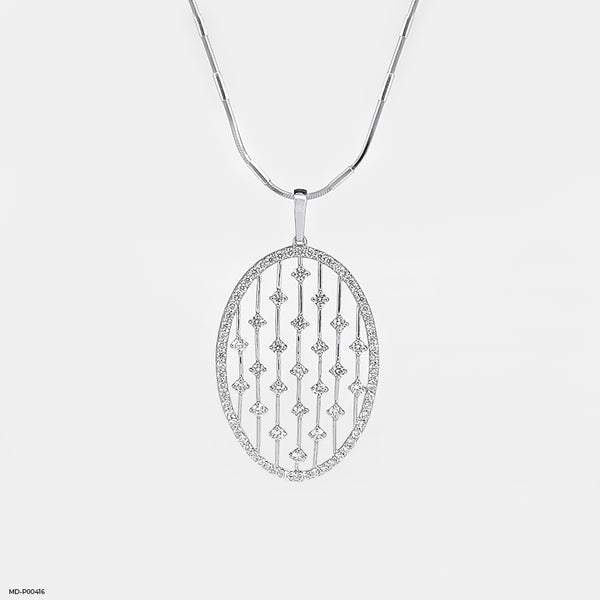 Subtle Contour Diamond Pendant 14K White Gold
