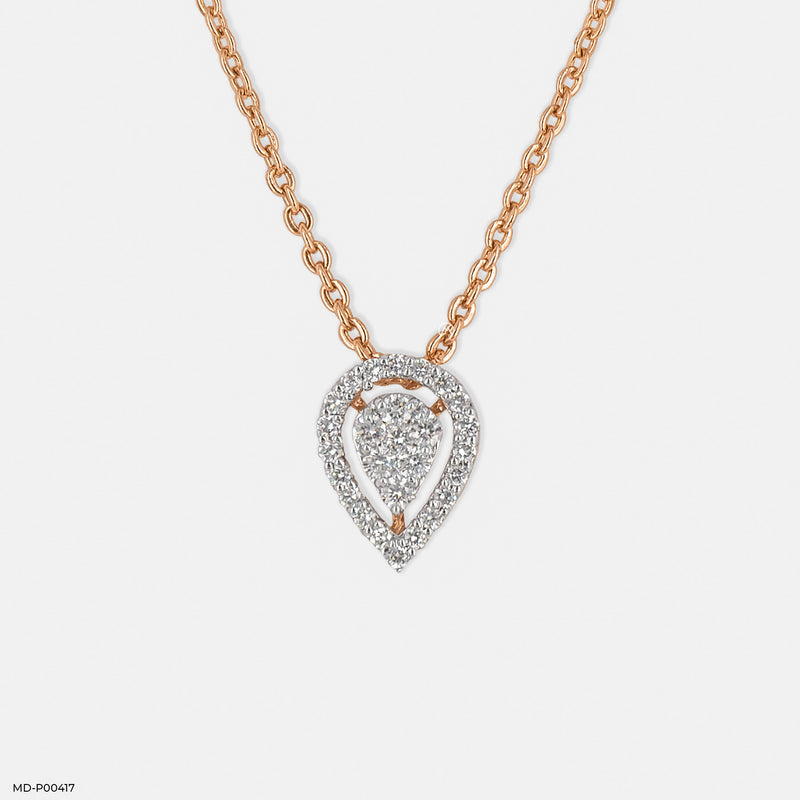 Sleek Statement Diamond Pendant 14K Rose Gold