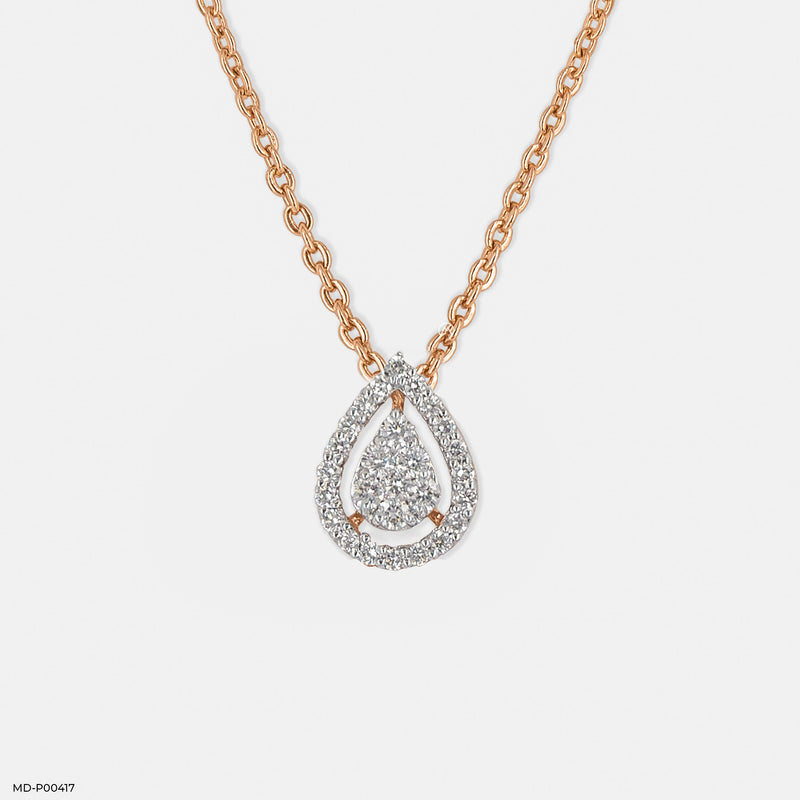 Sleek Statement Diamond Pendant 14K Rose Gold