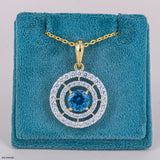 Celestial Blue Lab Diamond Pendant 18K Yellow Gold