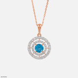 Gemstone Halo Diamond Pendant 18K Rose Gold