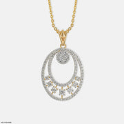 1.65 Carat Oval Designer Diamond Pendant 14K Yellow Gold