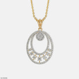 1.65 Carat Oval Designer Diamond Pendant 14K Yellow Gold