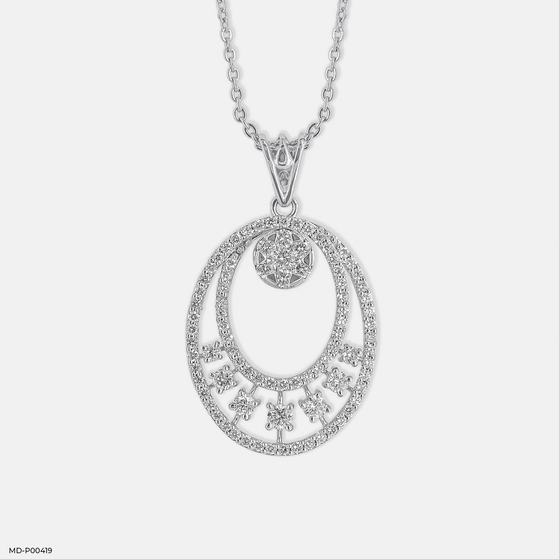 Oval Designer Diamond Pendant 9K Yellow Gold
