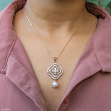 Gleaming Pearl Diamond Pendant 14K Rose Gold