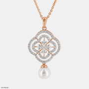 1.5 Carat Gleaming Pearl Lab Diamond Pendant 14K Rose Gold