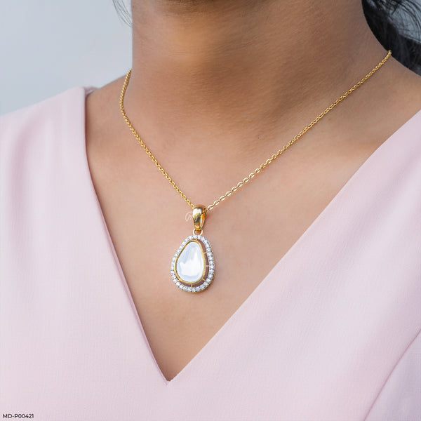 0.5 Carat Serenity Polki Lab Diamond Tear Drop Pendant 18K Yellow Gold