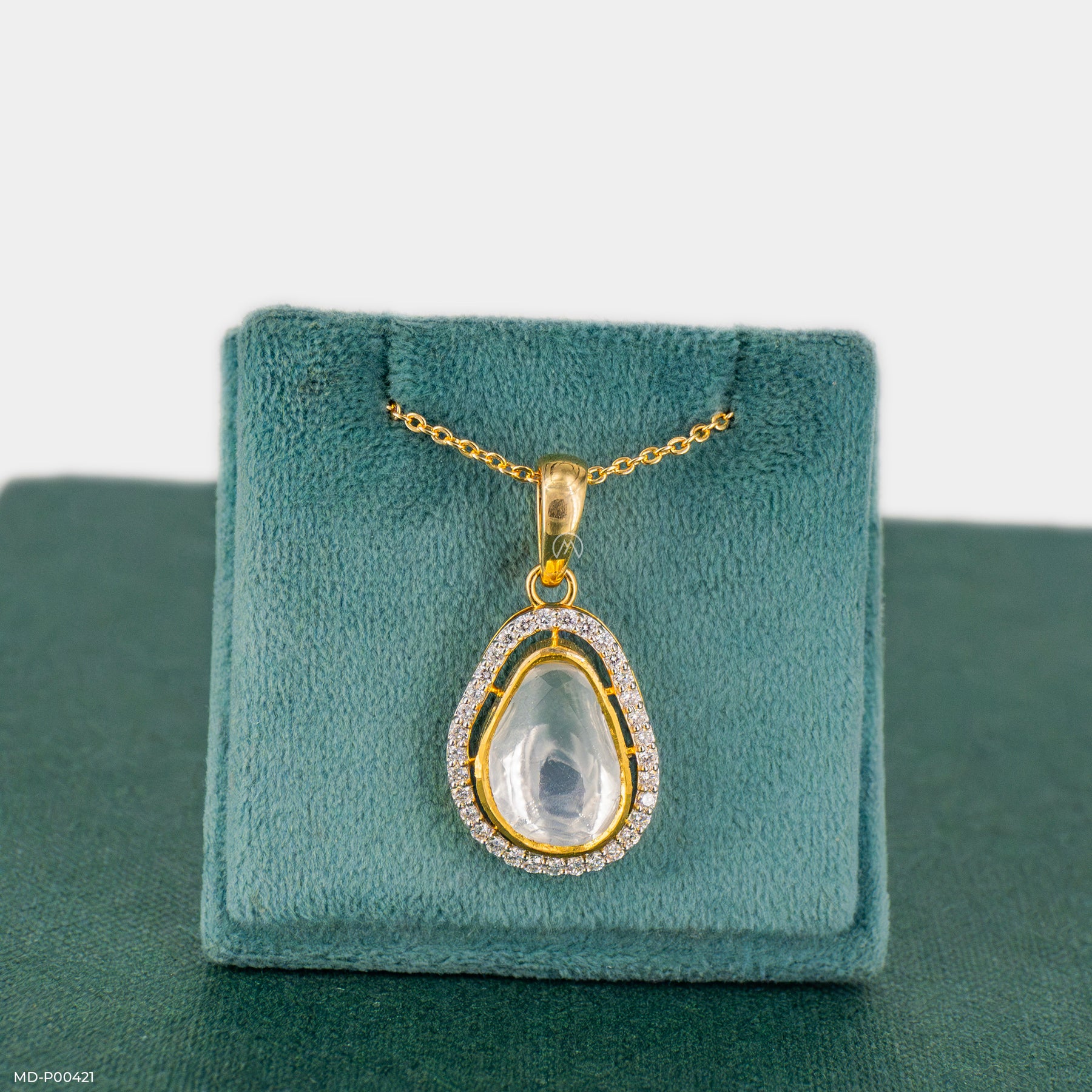 0.5 Carat Serenity Polki Lab Diamond Tear Drop Pendant 18K Yellow Gold