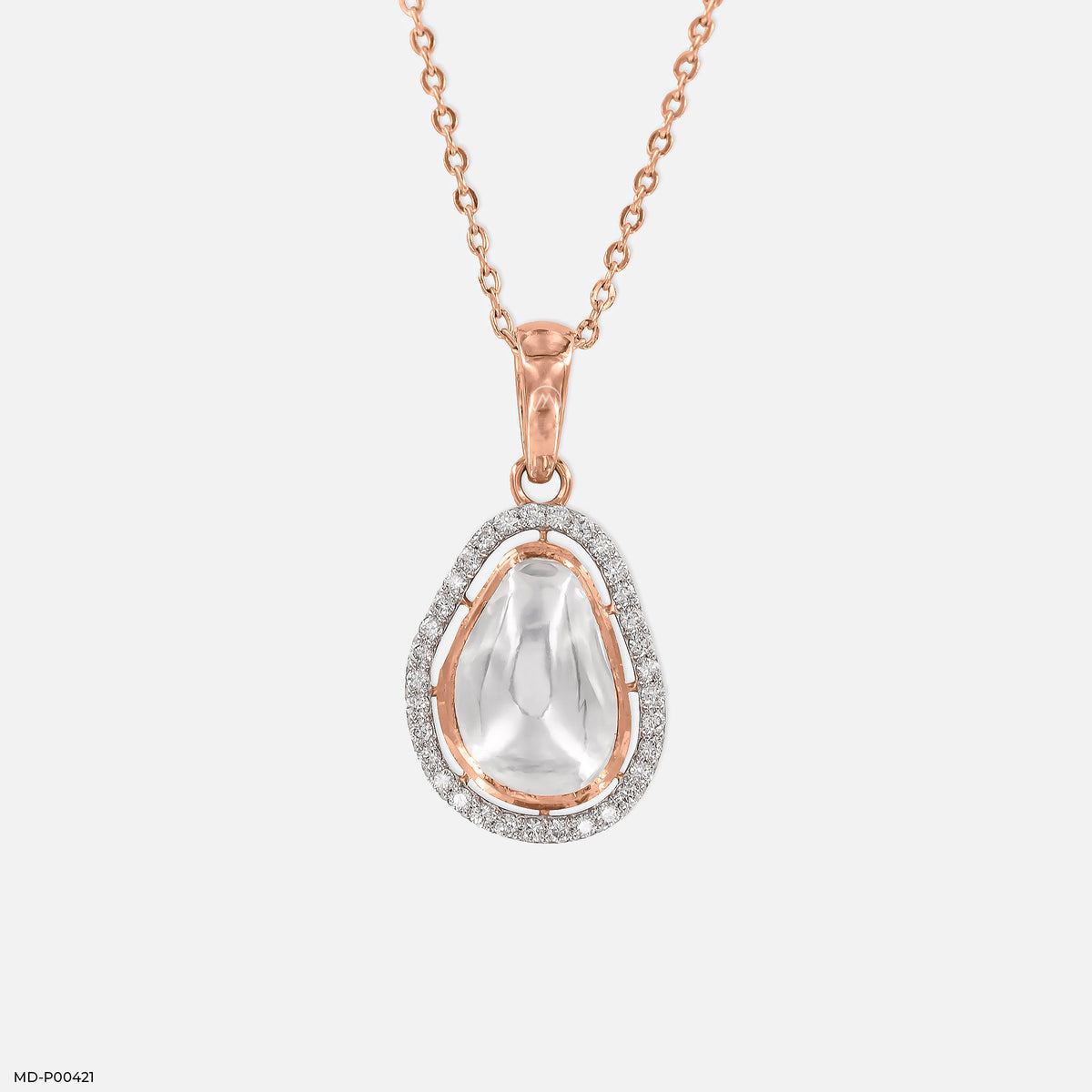 0.5 Carat Serenity Polki Lab Diamond Tear Drop Pendant