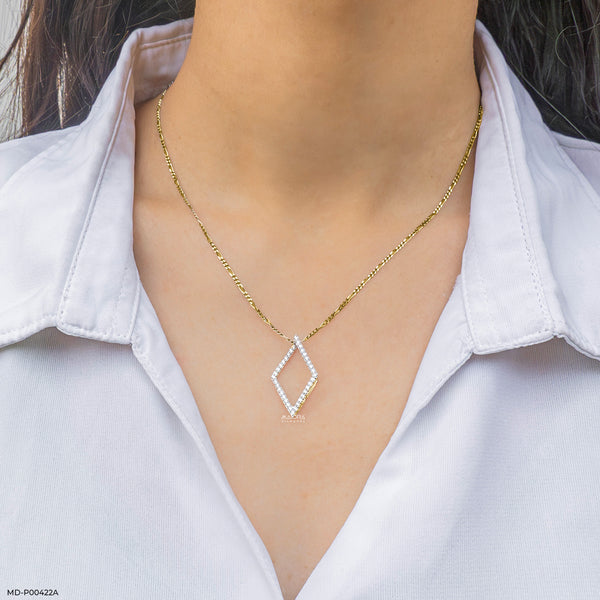 0.35 Carat Angular Lab Diamond Outline Pendant 9K White Gold