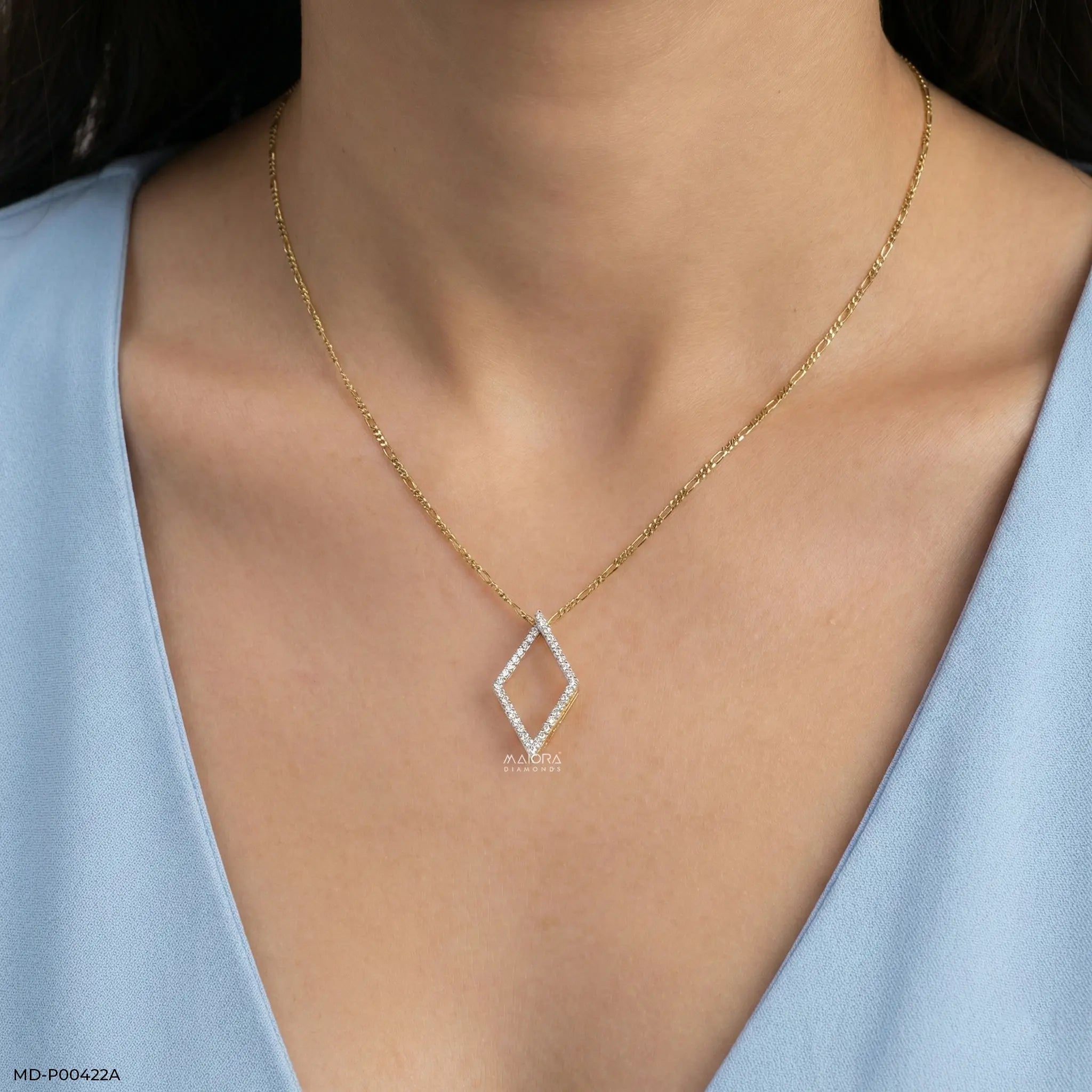 0.35 Carat Angular Lab Diamond Outline Pendant
